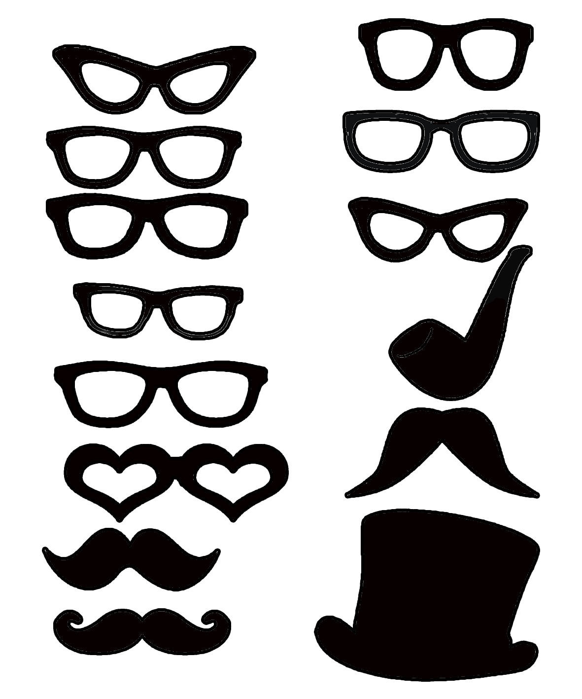 Micro glasses , moustache and hat